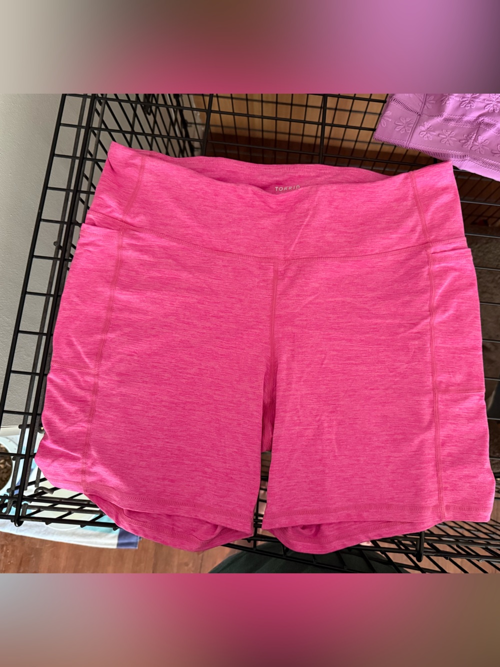 Women's hot pink bike shorts w/ pockets